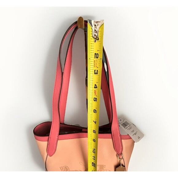 New Coach Leather Tote 27 Bag Pink Peach Blush C5775 Horse Carriage Colorblock - Picture 9 of 16